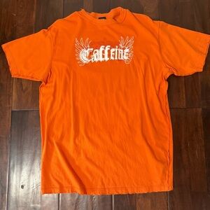 Vintage Caffeine Records Orange Tshirt Size XL Y2K Distressed